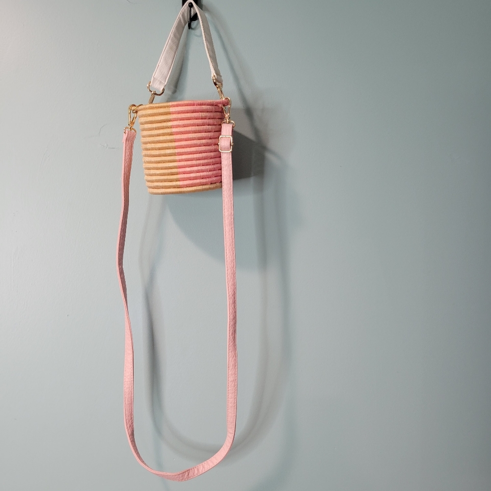 Indego Africa Woven Basket Crossbody Bucket Bag